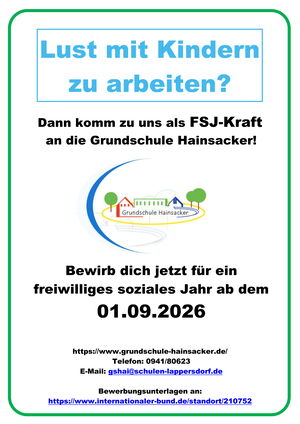 Plakat Aufruf zur Bewerbung FSJ-Kraft